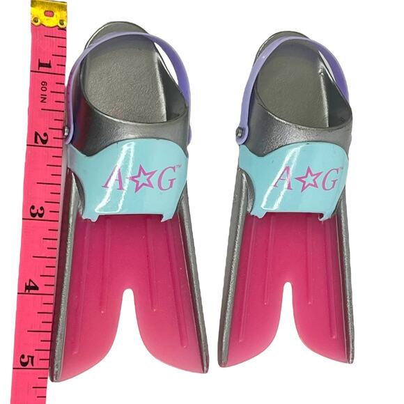 American Girl Sand & Surf SWIM FINS 18" Doll Flippers Pink Blue Gray Retired AG - Picture 4 of 5